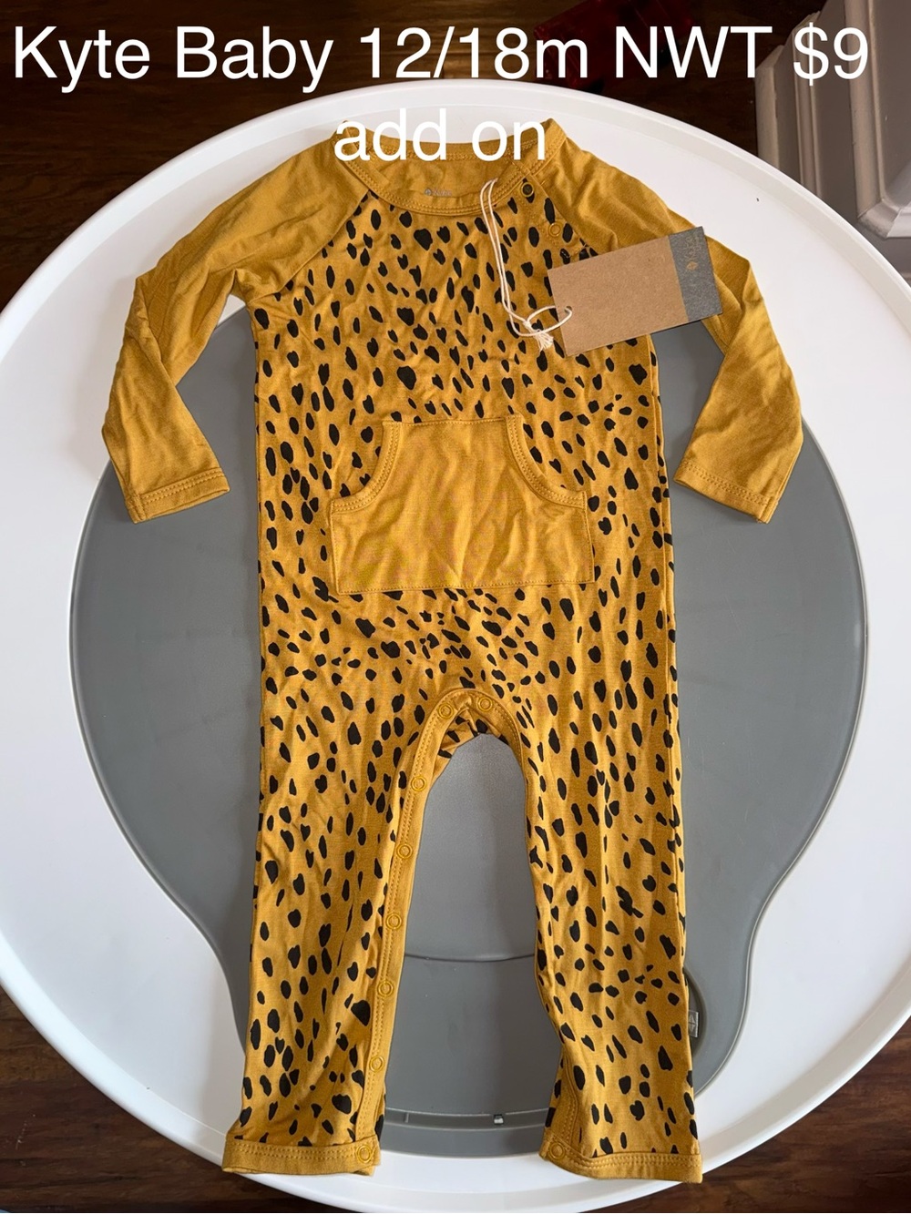 Kyte BABY Bamboo Mustard Yellow Cheetah Print One-Piece Romper